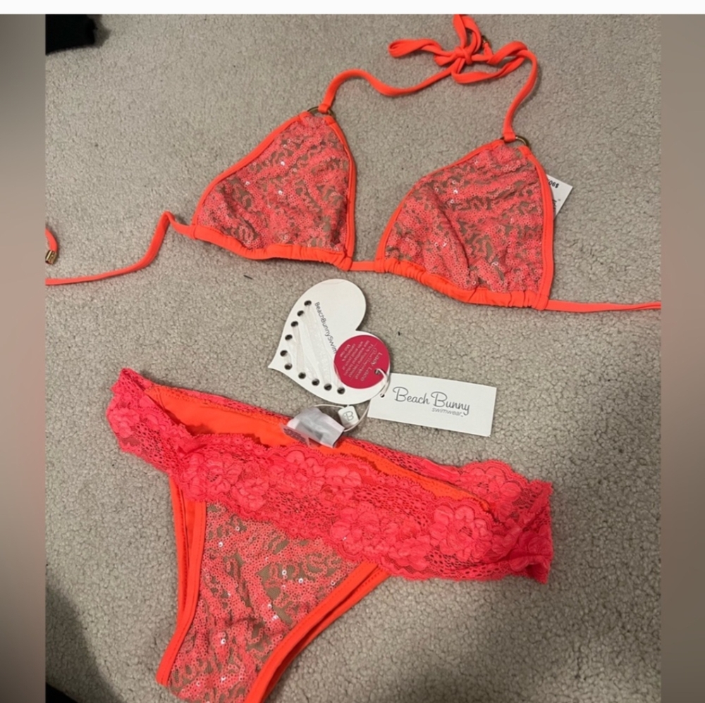 Beach Bunny Neon Orange and Pink Bikini